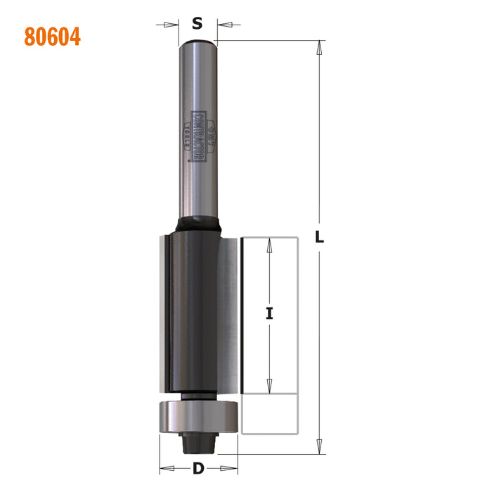 CMT 80604 - 1/2" Contractor Carbide Flush Trim Router Bit, 1/4" Shank