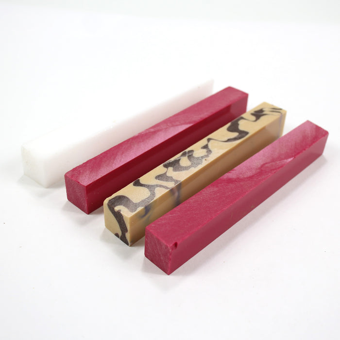 New 4 Acrylic Pen Blanks 6" long "Mixed Colors " Stock #40293