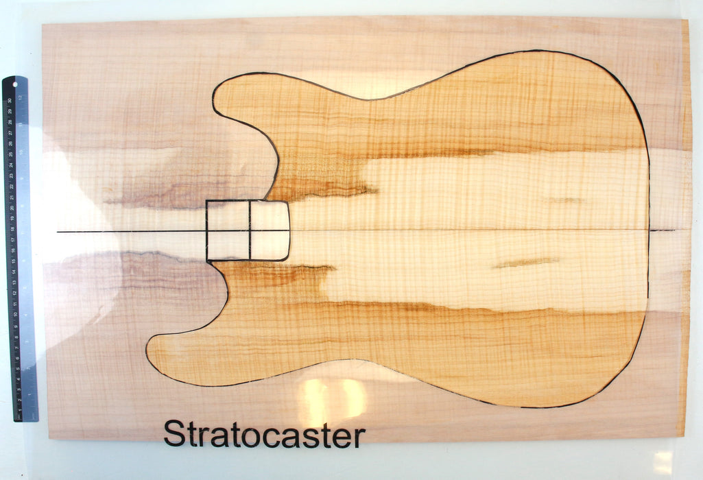 Maple Flame Guitar Set, 4A Very Highly Figured, 6.7mm (0.26") Thick - Stock #42073