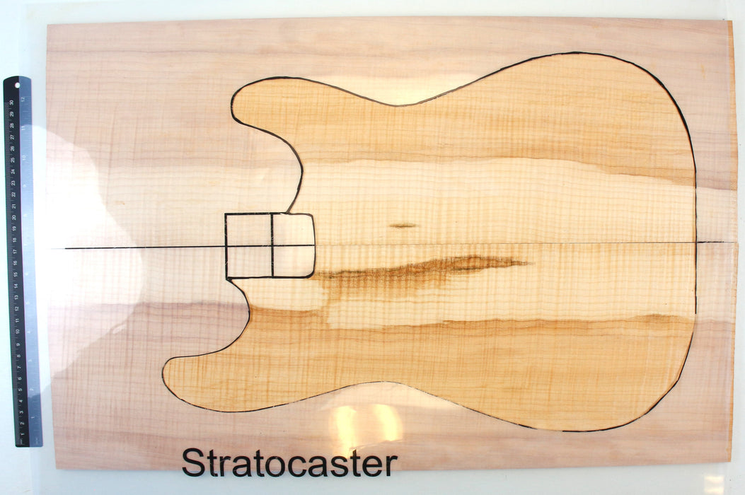 Maple Flame Guitar Set, 3A Very Highly Figured, 6.7mm (0.26") Thick - Stock #42072