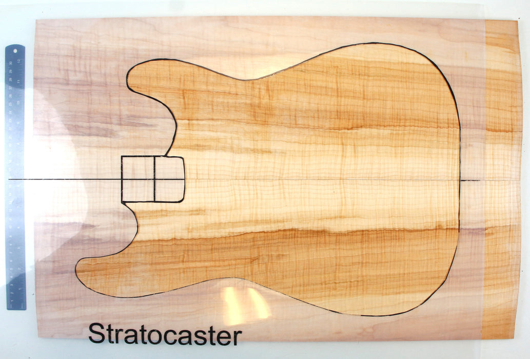 Maple Flame Guitar Set, 4A Very Highly Figured, 6.6mm (0.26") Thick - Stock #42070