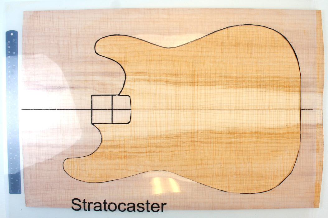 Maple Flame Guitar Set, 4A Very Highly Figured, 6.8mm (0.27") Thick - Stock #42069