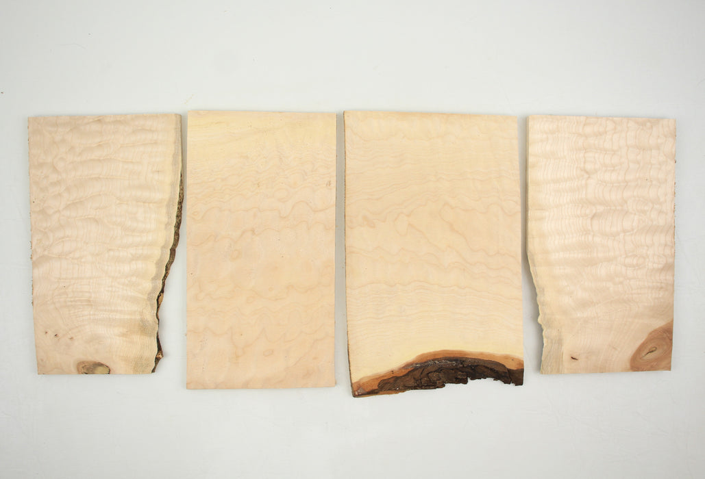 Maple Quilt Veneer Plates, Bundle of 4, 7mm (0.27") Thick - Stock #40836