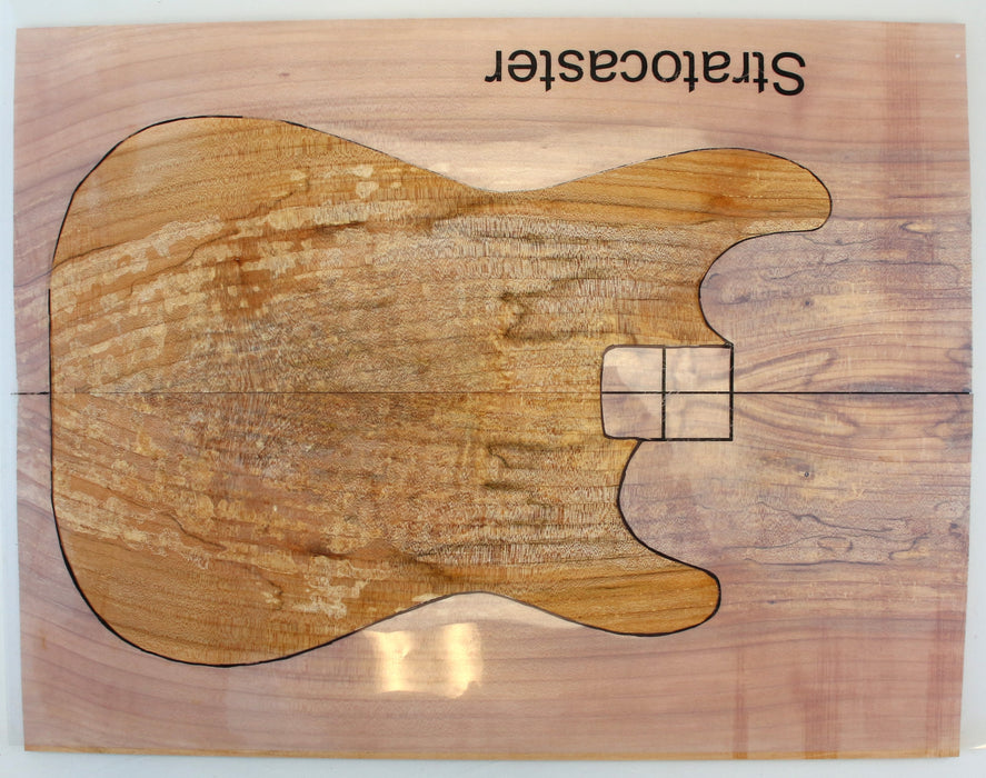 Maple Spalt Guitar Set, 3A+ Very Highly Figured, 0.22"(5.6mm) Thick - Stock #42341