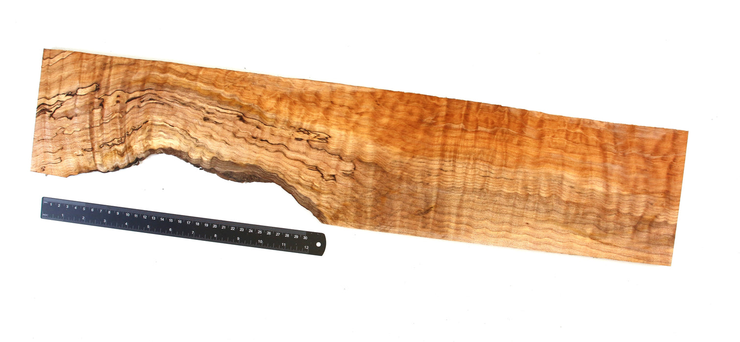 Maple Quilt Live Edge Slice, Very Highly Figured, 0.37" thick - Stock# 42495