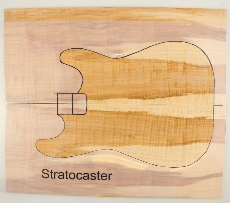 Maple Flame Spalt Guitar Set, 4A+ Very Highly Figured, 7.9mm (0.31") Thick - Stock #41212