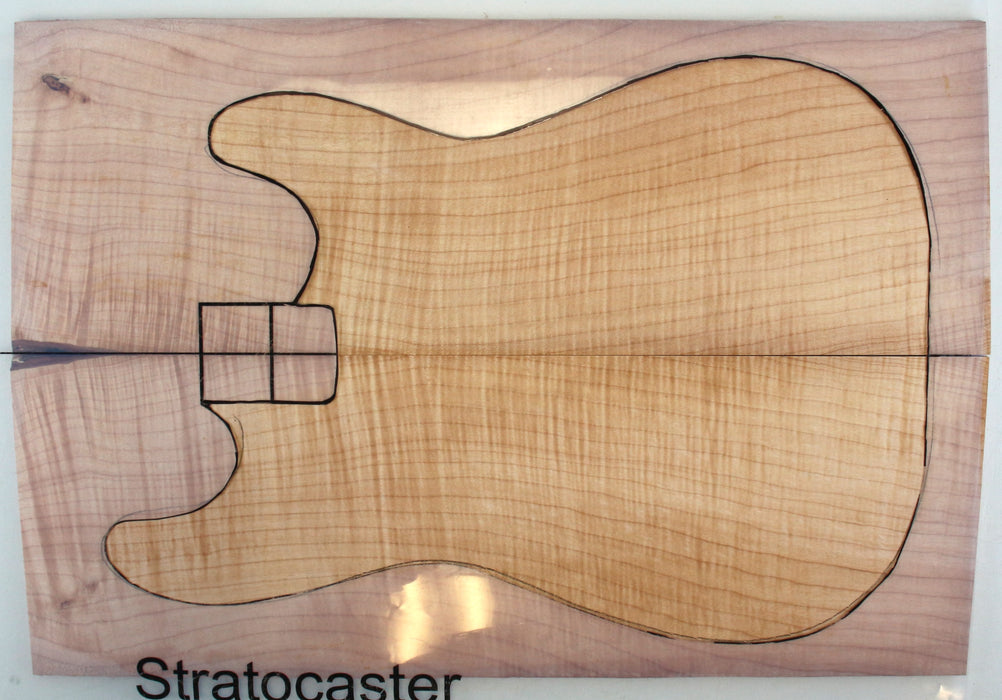 Maple Flame Guitar Set, 3A+ Very Highly Figured, 7.3mm (0.29") Thick - Stock #42637