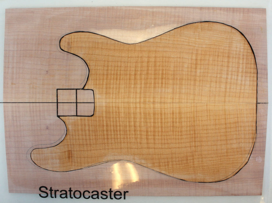 Maple Flame Guitar Set, 2A+ Highly Figured, 6.6mm (0.3") Thick - Stock #42646