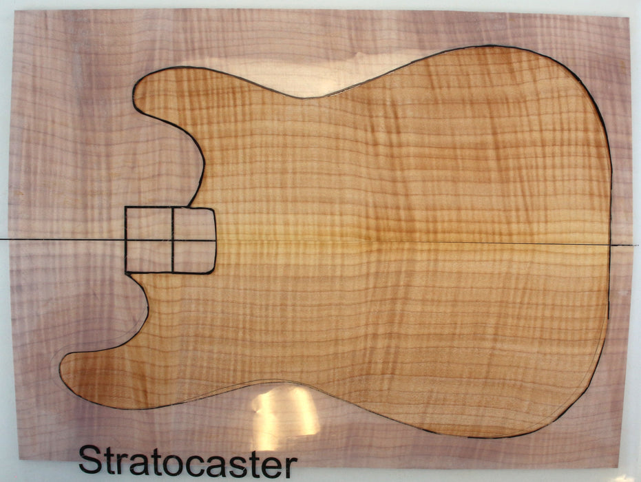 Maple Flame Guitar Set, 3A+ Very Highly Figured, 6.4mm (0.2") Thick - Stock #42644