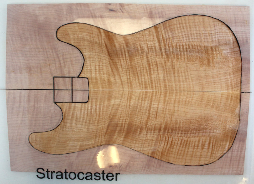 Maple Flame Guitar Set, 3A Very Highly Figured, 6.4mm (0.2") Thick - Stock #42643