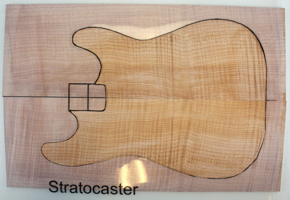 Maple Flame Guitar Set, 3A Highly Figured, 6mm (0.2") Thick - Stock #42642