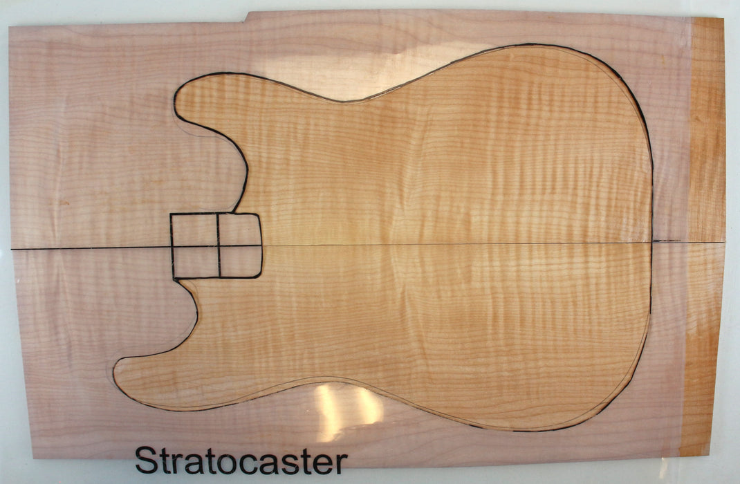 Maple Flame Guitar Set, 3A Highly Figured, 6.7mm (0.3") Thick - Stock #42641