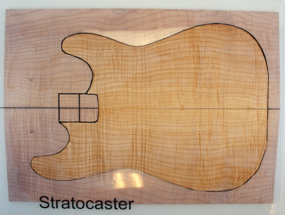 Maple Flame Guitar Set, 3A Highly Figured, 6.7mm (0.3") Thick - Stock #42652