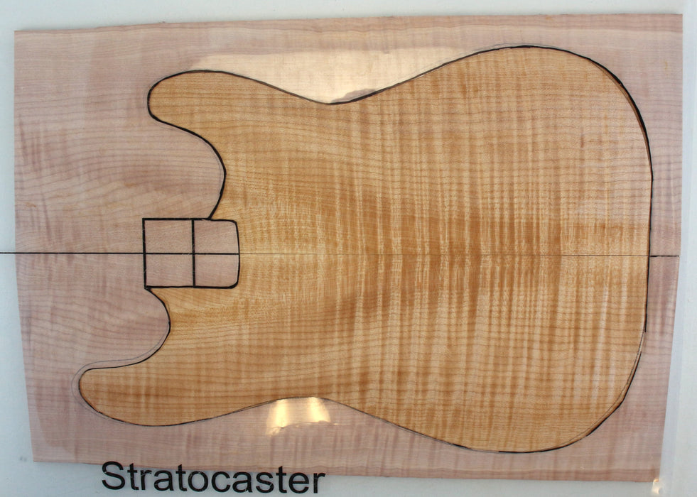 Maple Flame Guitar Set, 3A+ Very Highly Figured, 6.6mm (0.3") Thick - Stock #42649