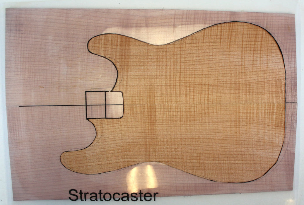 Maple Flame Guitar Set, 3A Highly Figured, 6.6mm (0.3") Thick - Stock #42648