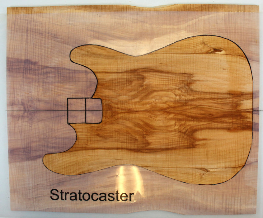 Chestnut Guitar Set, Very Highly Figured, 6.4mm (0.25") Thick - Stock #42624