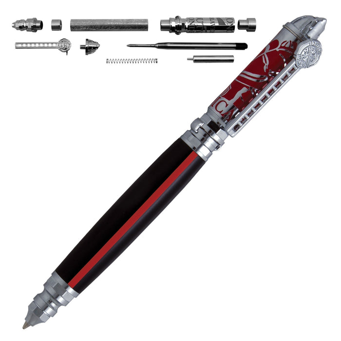 Firefighter "Push and Lock" Pen Kit-Chrome and Red