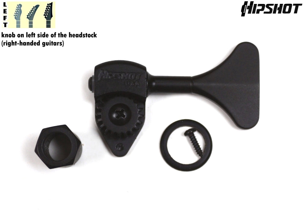 Hipshot 3/8  Y Key Ultralite Tuner for Bass Electric Guitar, Black Finish (1 LEFT tuner)