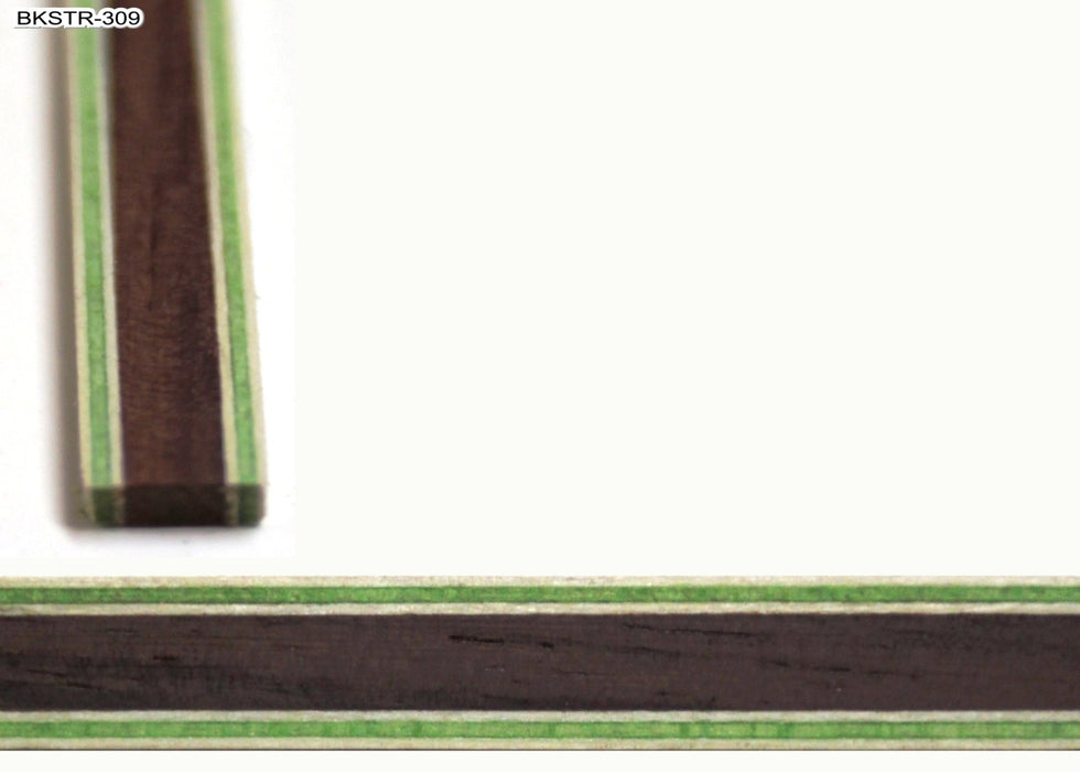 Back strip / Center strip Guitar Inlay, Rosewood with White & Green outline