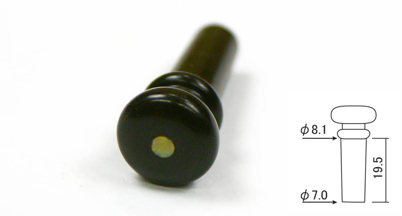 Tapered Strap / End Pin, Ebony with 3mm Mother of Pearl Dot