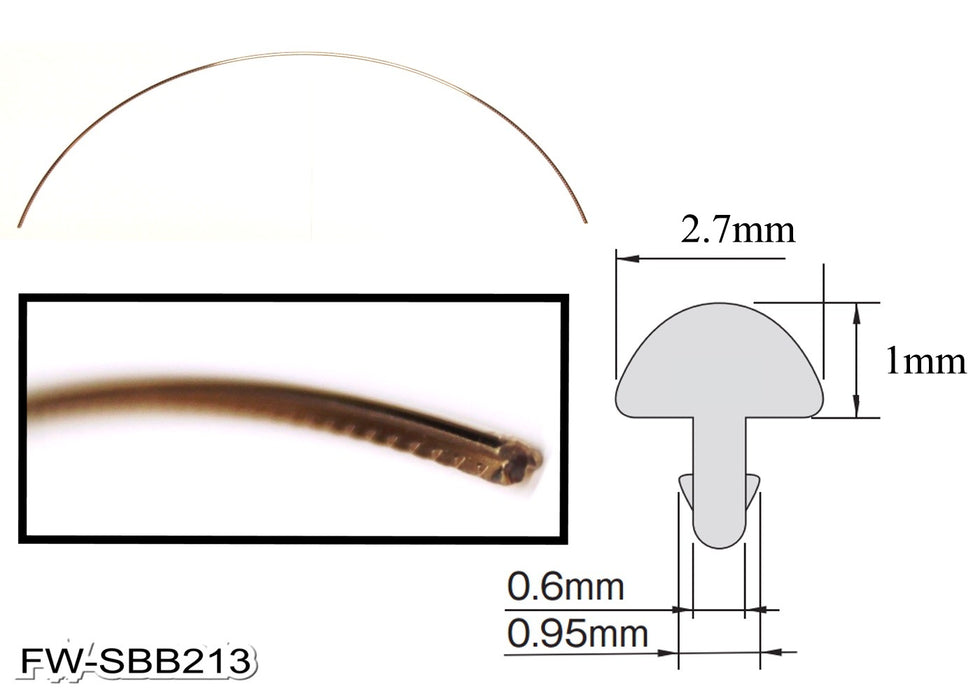 Fretwire - Wide, 600mm long x 2.7mm wide x 1mm crown, Radiused