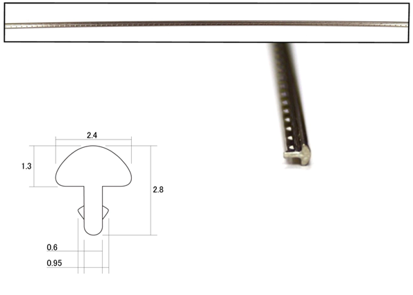 Fretwire - Medium 500mm long  x 2.4mm wide x 1.3mm crown