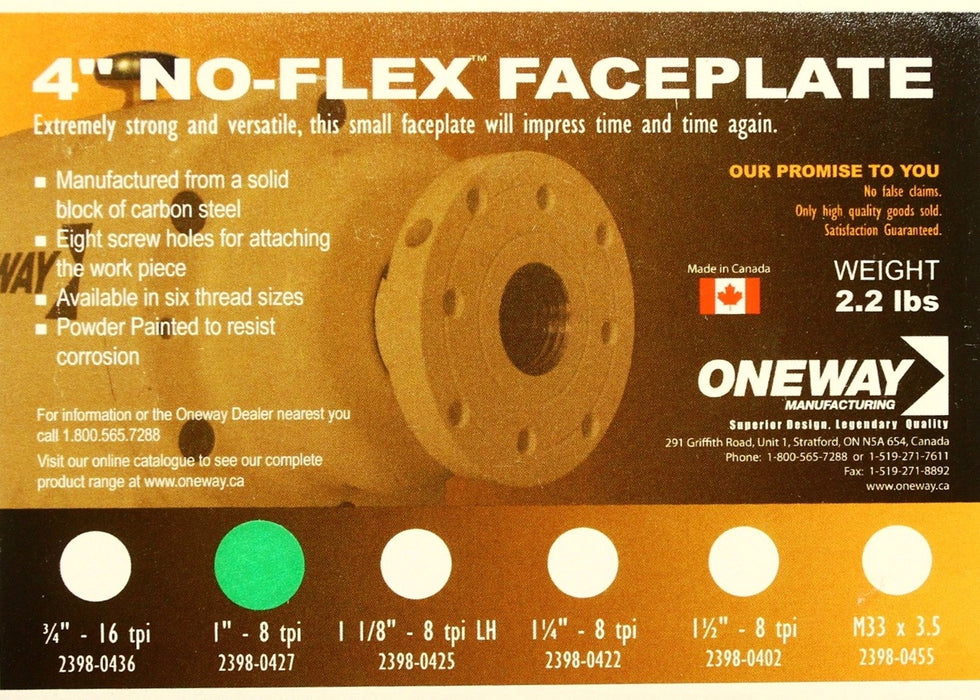 Faceplate - 4" Oneway No-Flex Carbon steel 1 1/4" - 8 TPI RH